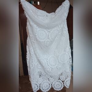 White Lace Floral Skirt